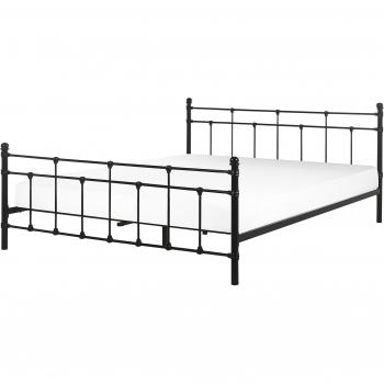 Lit double noir en métal 160x200 cm style vintage Beliani