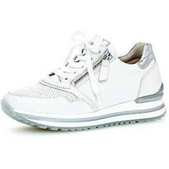 Gabor Damen Halbschuhe, Low Top Sneaker, lose Einlage, Mehrweite (H), Keilabsatz, Weiß/Silber, 39 EU / 6 UK