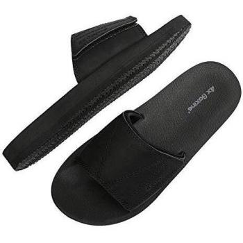 ARRIGO BELLO Hommes Claquette Semelle en Latex Sandales Mode été Piscine Plage Tong avec Cuir Taille 41-46 (Noir, 45)