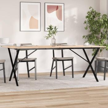 Vidaxl Solid Wood Pine and Steel Dining Table X-Frame 200x100x75 cm