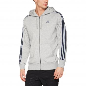 Adidas Herren Kapuzenjacke Essentials 3-Streifen, Grau/Navy, XS