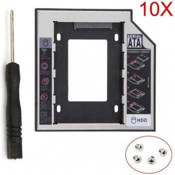 Coffret de 10 boîtiers HDD Caddy 12,7mm en aluminium SATA 3.0 pour disque dur et SSD 2,5