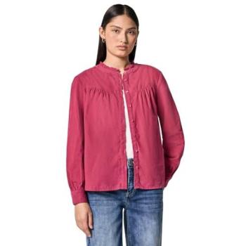 Blouse rose à volants en velours côtelé pour femme