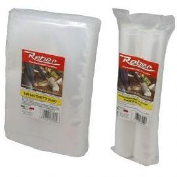 Reber Sacchetti Goffrati 6724N per sottovuoto, 25x35cm, filtro anti-UV, 100pz., trasparente