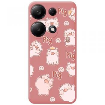 Funda de Silicona Rosa para Xiaomi Poco M6 Pro 4G con Cerdos