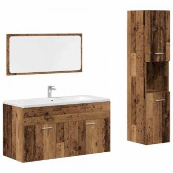 Armoire de salle de bain et placard – ensemble 3 pièces en bois d'ingénierie