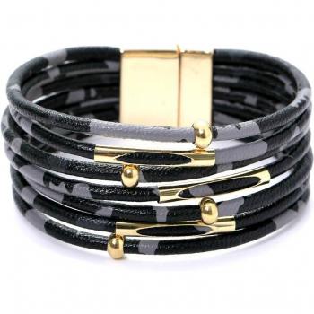 D&D Women's Wide Multilayer Leopard Bracelet