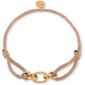 24Kae Goudkleurige Armband met Beige Zijde Koord en Open Schakel