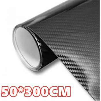 50cm x 150cm Self-Adhesive Gloss Black Carbon Fiber Wrap Film