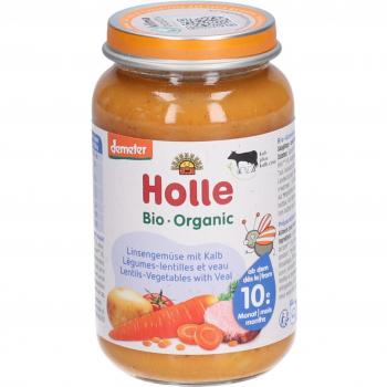 Mini Potitos de Verduras, Lentejas y Ternera Holle 220 g