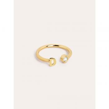 Anillo personalizado Letter Spark de plata de ley 925 con acabado en oro de 18 Kt
