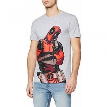 Camiseta de Marvel Deadpool con Voz, Gris (Grey Marl), XXL para Hombre