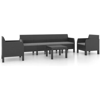 Ensemble de mobilier de jardin 4 pièces en rotin avec coussins