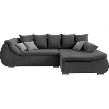 INOSIGN Perallo L‑Form Ecksofa – 275 × 96 × 165 cm, anthrazit, inklusive 3 Zierkissen + 1 Armlehnenkissen