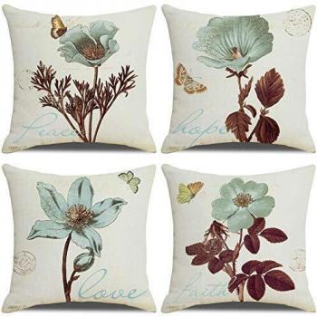 Cotton Linen Flower Cushion Set