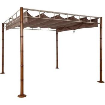 Pergola mit Metallgestell MCW-L42, 7cm, taupe-braun