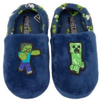 UK Kids Minecraft Zombie Vs Creeper Slip‑Ons – Green & Blue