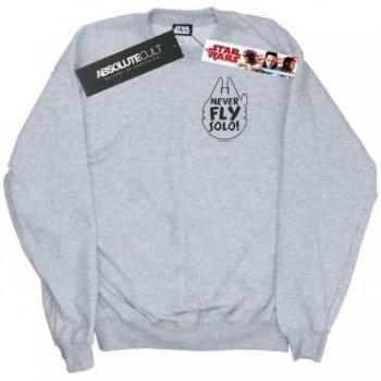 Star Wars Men's Never Fly Solo Cotton Sweatshirt L Grey