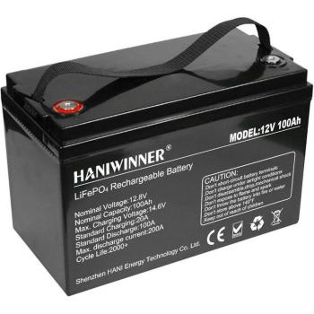 HANIWINNER HD009-10 LiFePO4 12.8V 100Ah: BMS Incorporado y 1280Wh de Energía