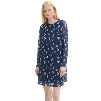 TOM TAILOR Denim Mini Kleid aus gemustertem Mesh