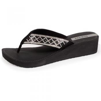 Tongs Noir à Talon Pailleté Isotoner
