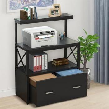 Scaffale di Stile Shally Dogan: 3 Ripiani, 1 Cassetto, Mobile – Nero