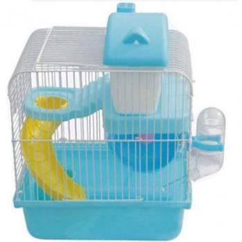 Small Pet 2‑Tier Mouse/Hamster Enclosure, Floor Plan, Water Bottle, Wheel