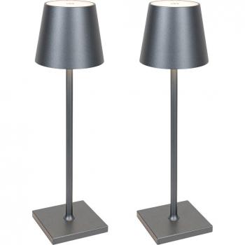 Conjunto de 2 Lámparas de Mesa Exteriores Grises con Regulador y LED