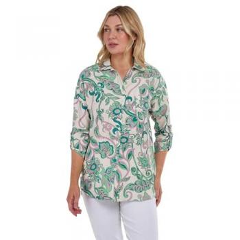 Radiant Garden Green-Pink Print Blouse