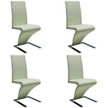 Sillas de comedor 4 unidades de cuero sintético blanco
