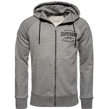 Superdry Surplus Goods Ziphood Cappuccio, Grigio (Speckle Grit X6K), XL Uomo