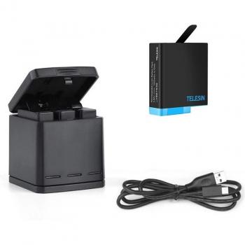 TELESIN 3-Pack Battery and Charger for GoPro Hero 8 Black