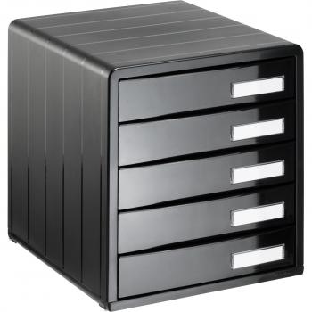 Schwarz-Glanz Schubladenkiste Rotho Timeless – 5 Fächer