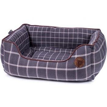 Grey Check Window Pane PetDog Bed – 2‑Square, Large