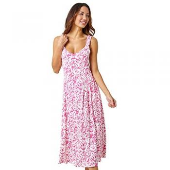 Robe florale romanesque mi-longue en stretch