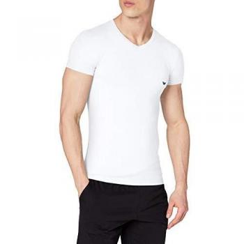 EMPORIO ARMANI Herren V‑Shirt weiß – Baumwolle & Mix, Unifarben 7 (XL)