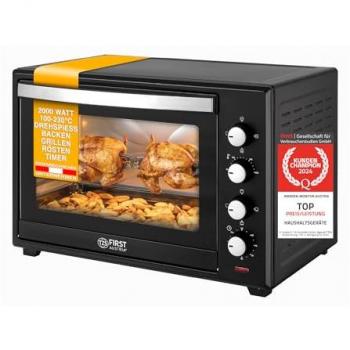 First Convection Oven FA‑5047 – 60 L, 2000 W, Mini‑Backofen in Schwarz