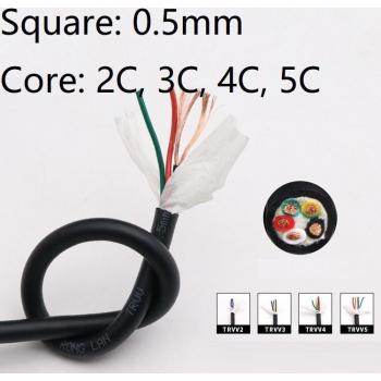 Square 0.5mm Power Wire with 2, 3, 4, and 5 Cores
