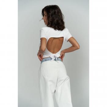 White Crop Blouse with Padding S by Perla