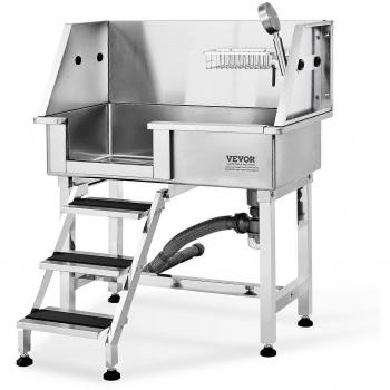 Baignoire de lavage pour animal VEVOR – inox 863,6 mm, escalier gauche