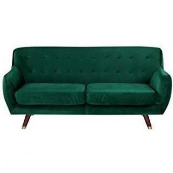 Beliani Sofas Bodo – 3‑Sitz, Dunkelgrün, Samtstoff, Minimalistische Eleganz