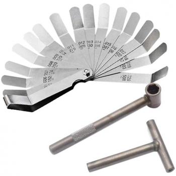 Outils de réglage de jeu des soupapes moteur 3 pcs avec clé et jauge d'écartement 0.0 Argent