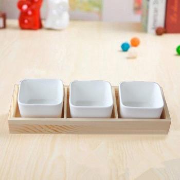 Contenedor decorativo de madera con 3 secciones para plantas