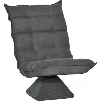Fauteuil Salon Homcom Capitonné Inclinaison Réglable Pivot 360° Lin Gris