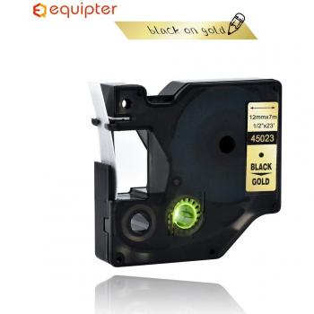Cinta de etiquetas Dymo D1 45023 12mm negra dorada