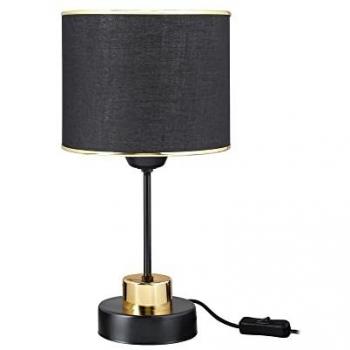 Lampada da tavolo Arden in metallo con paralume in tessuto nero