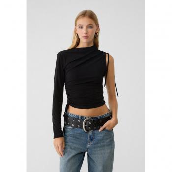Stradivarius Maglietta Nero XL con Arricciature