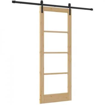 Porte coulissante vidaXL en pin massif marron