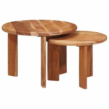 Brown Acacia Nesting Coffee Tables (Set of 2)