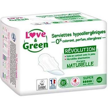 Love & Green 12 Serviettes Hypoallergéniques Super